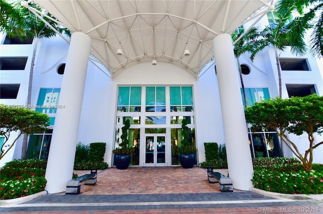 entrance to property featuring french doors