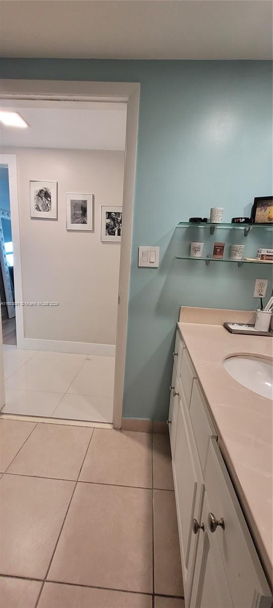 bathroom featuring vanity and tile patterned floors