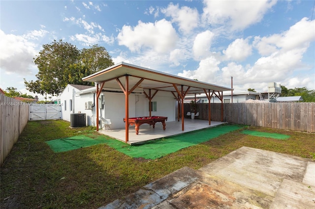 exterior space with central AC and a gazebo