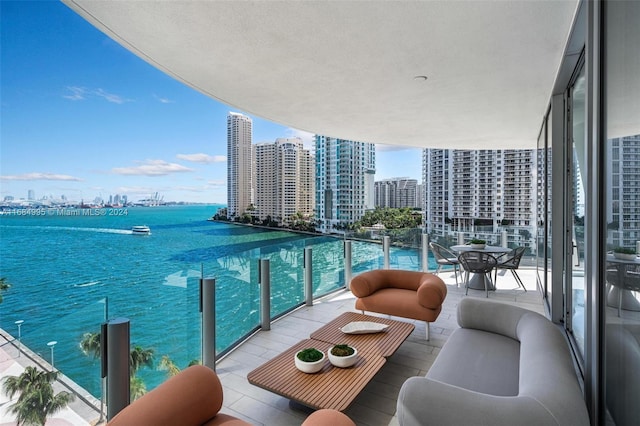 balcony with a water view