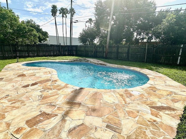 view of swimming pool featuring a patio