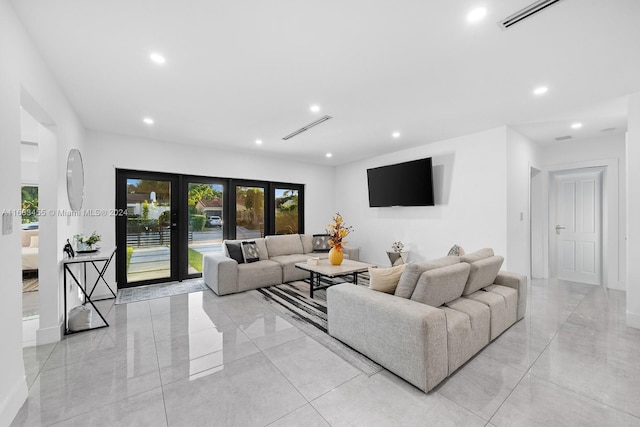 living room with french doors