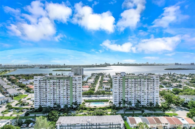 bird's eye view featuring a water view