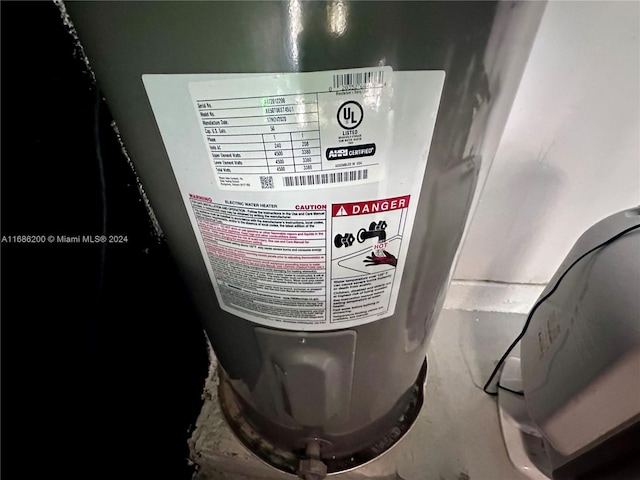 interior details featuring electric water heater