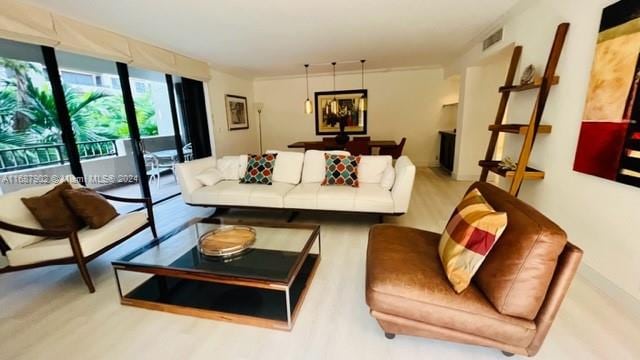 living room featuring light hardwood / wood-style floors