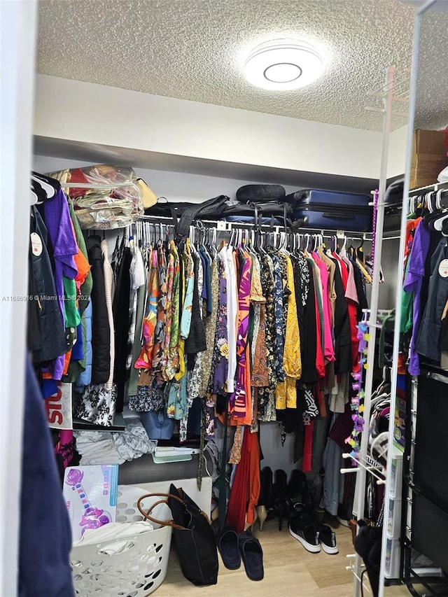 walk in closet featuring wood-type flooring