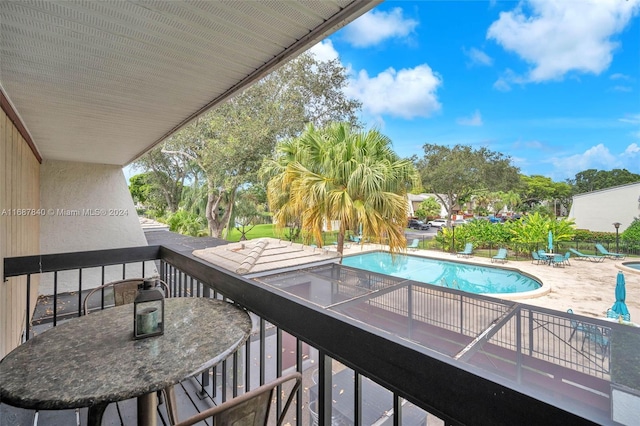 balcony with a patio area