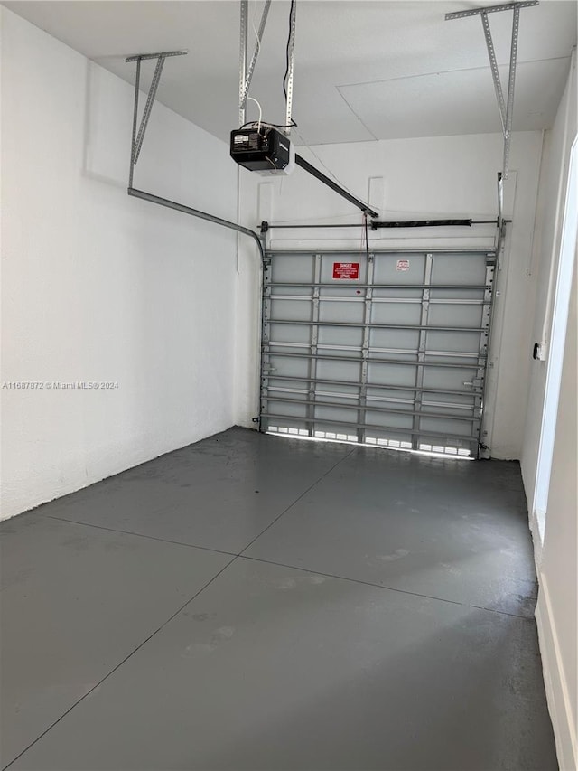 garage with a garage door opener