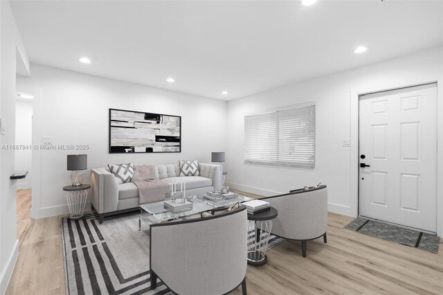 living room featuring light wood-type flooring