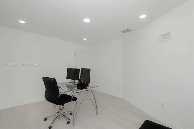 office area featuring light wood-type flooring