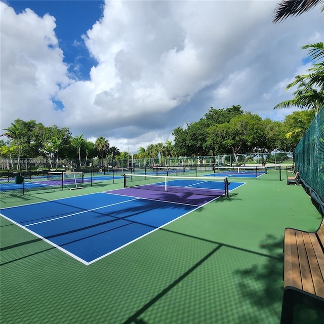 view of tennis court with basketball court