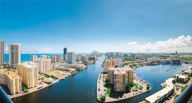 bird's eye view featuring a water view