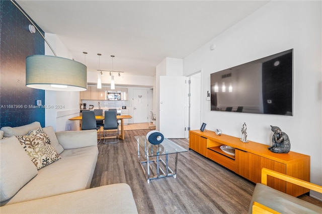 living room with hardwood / wood-style flooring