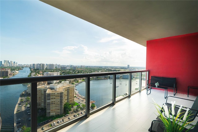 balcony with a water view