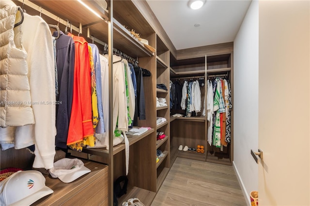 spacious closet with light wood-type flooring