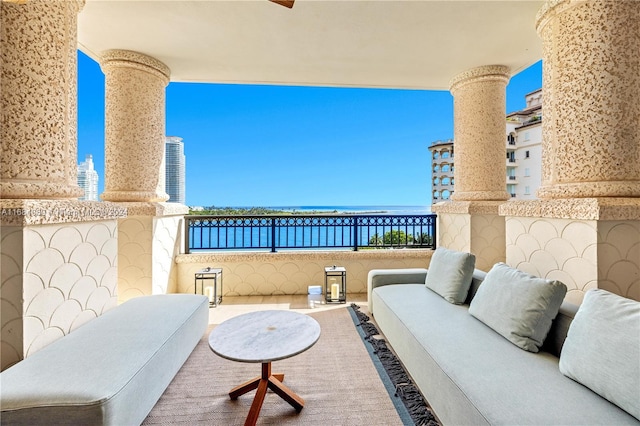 balcony with a water view