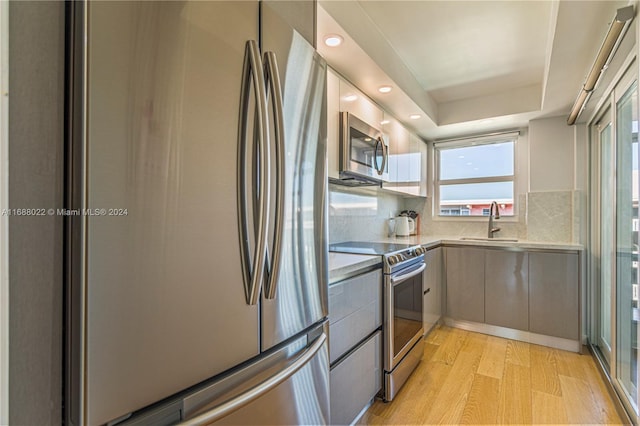 180 NE 12th Ave Unit 12E, Hallandale Beach, FL 33009 - kitchen featuring stainless steel appliances, a sink, modern cabinets, light countertops, and tasteful backsplash