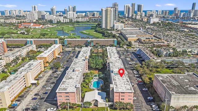 180 NE 12th Ave Unit 12E, Hallandale Beach, FL 33009 - drone / aerial view of city skyline and a nearby body of water