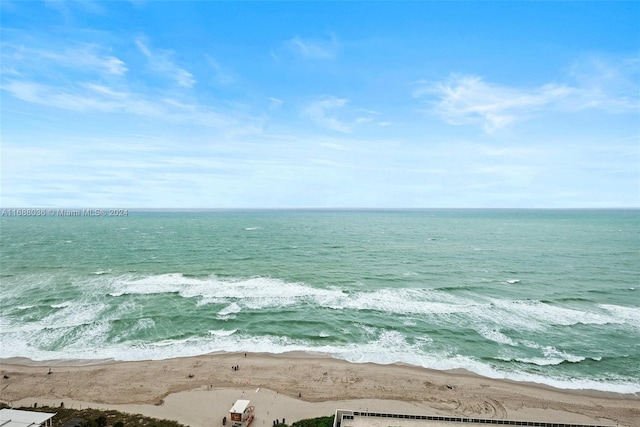 view of water feature featuring a beach view