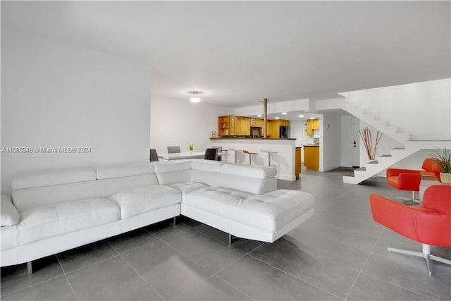 view of tiled living room