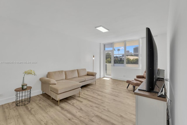 living room with light wood-type flooring