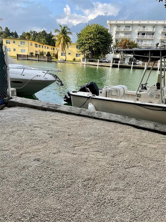 view of dock featuring a water view