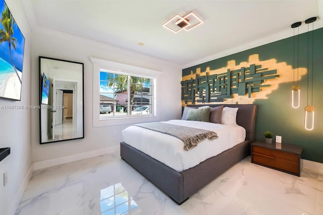 bedroom featuring ornamental molding