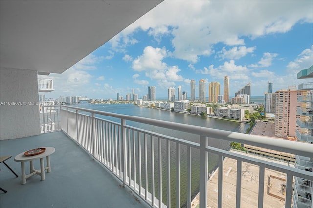 balcony with a water view