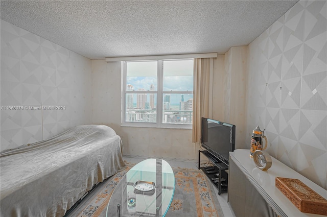 bedroom with a textured ceiling