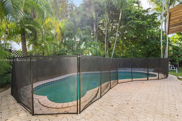 view of swimming pool featuring a patio area