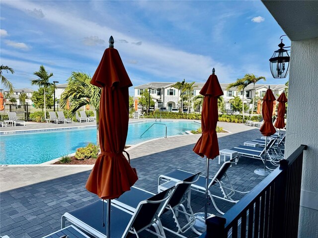 view of pool featuring a patio area