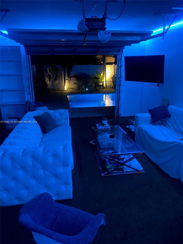 view of carpeted home theater room