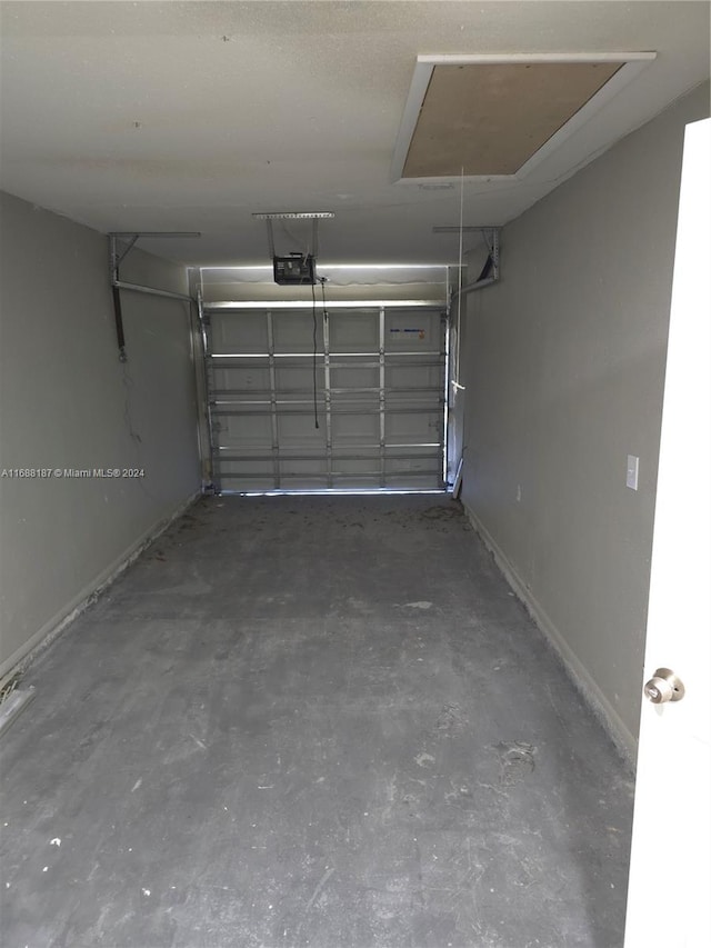 garage with a garage door opener