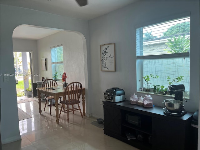 view of tiled dining room