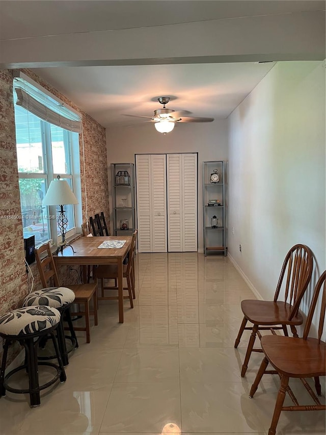 dining area featuring ceiling fan