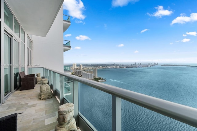 balcony with a water view