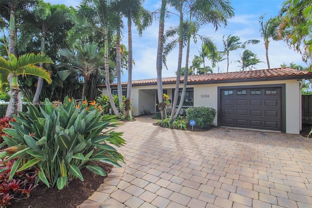 view of front of house with a garage