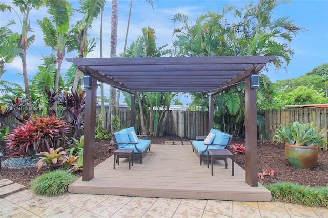 wooden terrace with a pergola