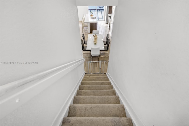 stairs with carpet floors