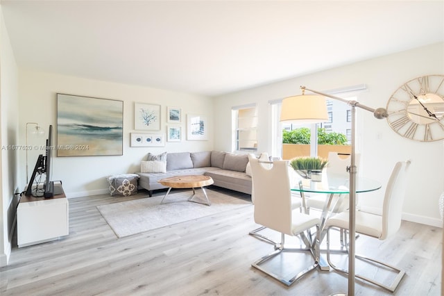 living room with light hardwood / wood-style floors