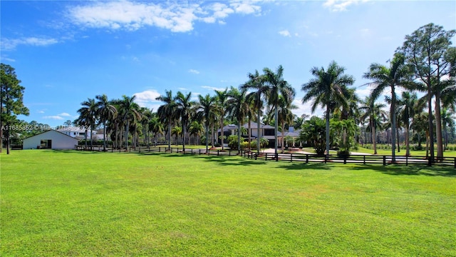 surrounding community featuring a lawn and a rural view