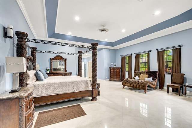 bedroom featuring a tray ceiling