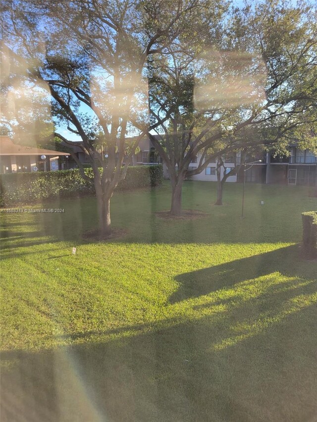 view of yard with a water view