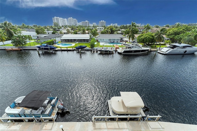 455 Paradise Isle Blvd Unit 402, Hallandale Beach, FL 33009 - water view featuring a boat dock and boat lift