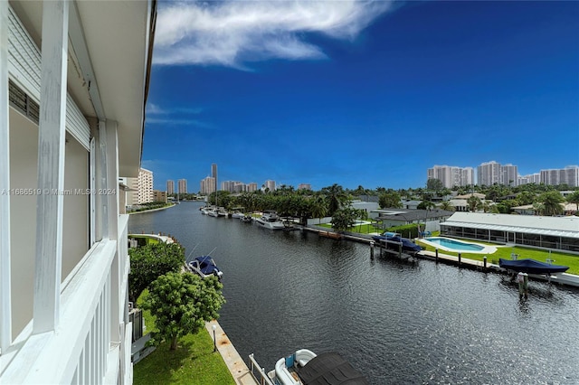 water view featuring a boat dock