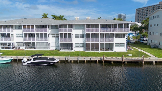 exterior space featuring a water view