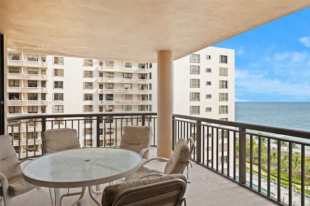 balcony with a water view