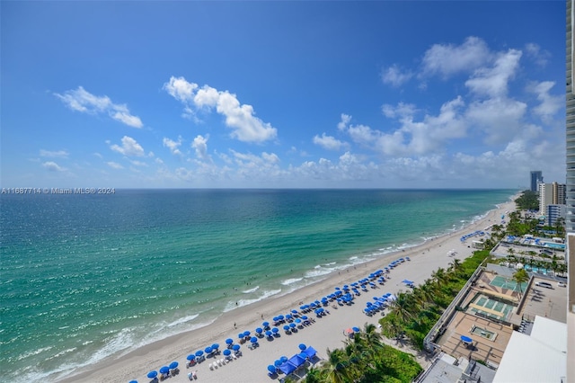 view of water feature featuring a view of the beach