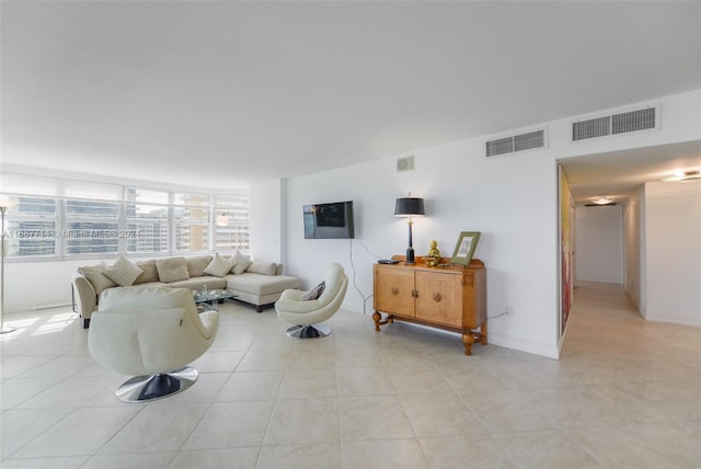 view of tiled living room