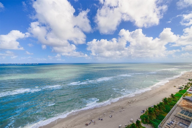 property view of water featuring a beach view